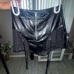 High Waist Black Faux Leather Shorts